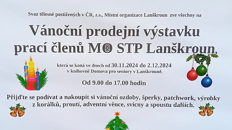 30. listopad až 2. prosinec - Vánoční prodejní výstavka prací členů MO STP